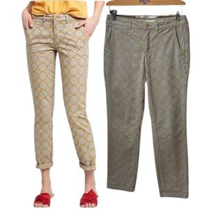 Chino by Anthropologie Relaxed Circle-Embroidered Khaki Pants Size 28